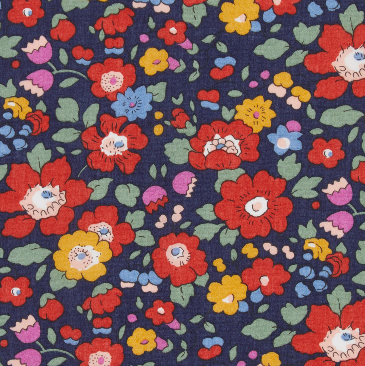 Tana Lawn - Betsy Meadow - rød/blå 4008C