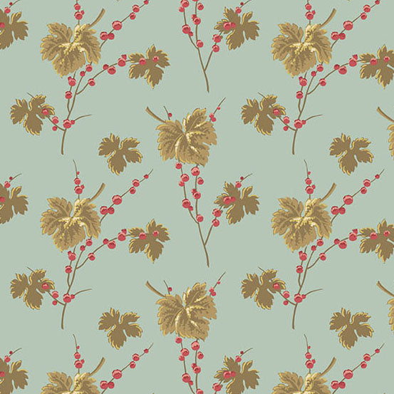 Jingle Bell - 10345-B - Leaves and Berries Vintage Blue