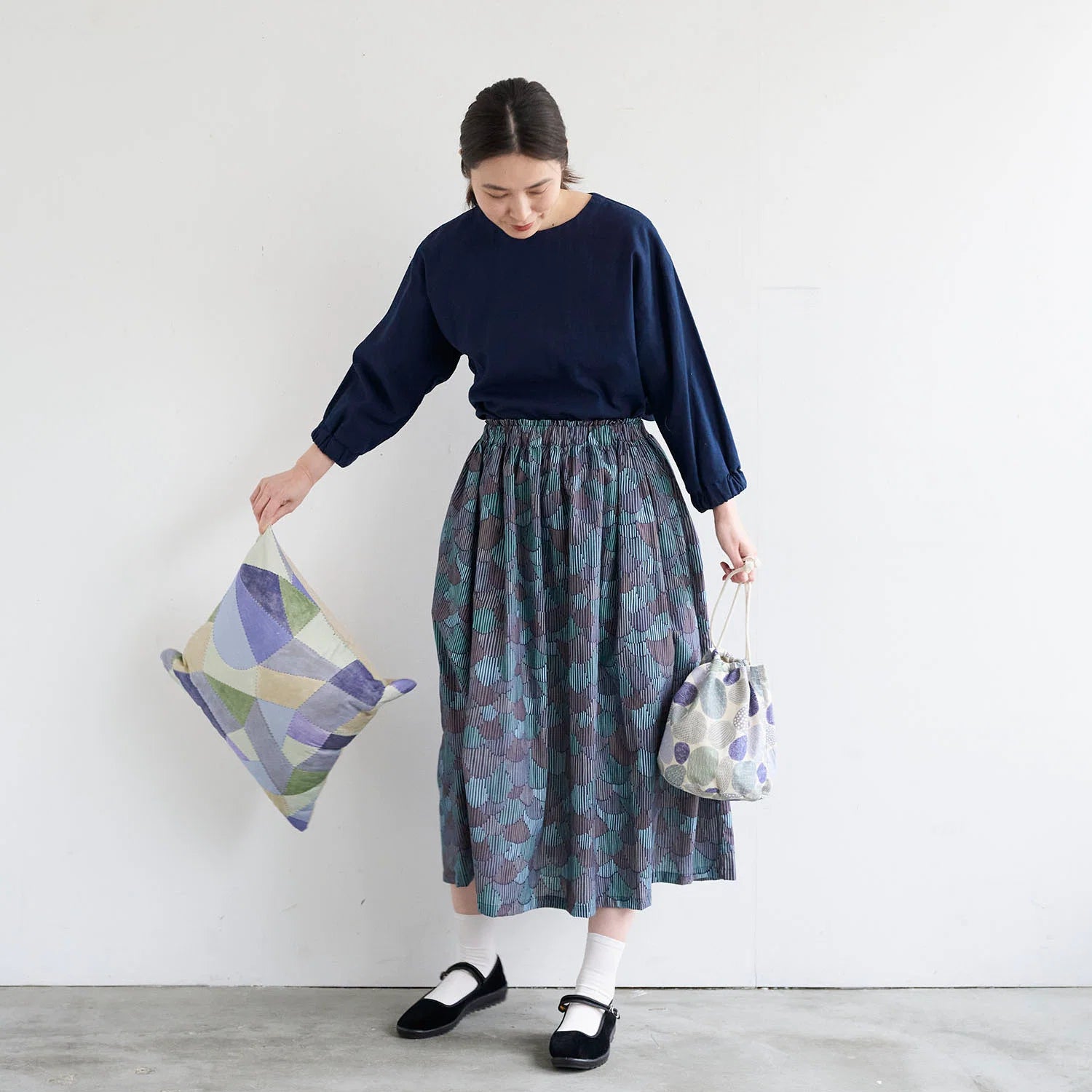 Kokka x bookhou - Pathway Scallops 1440-3B Navy