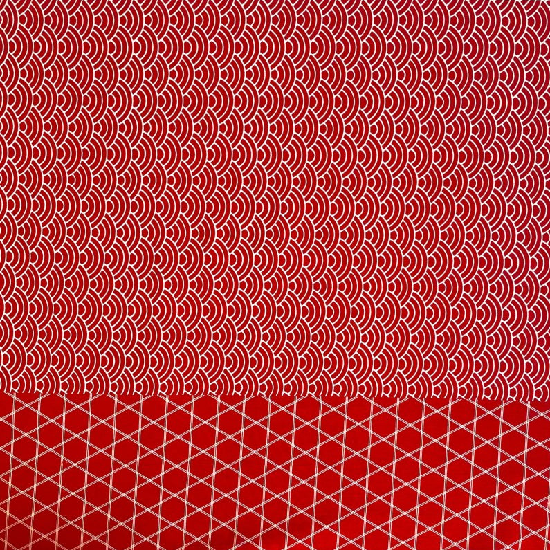 Blossom Quilt Japan - 3014-R - Takumi Asanoha &amp; Seigaiha - red