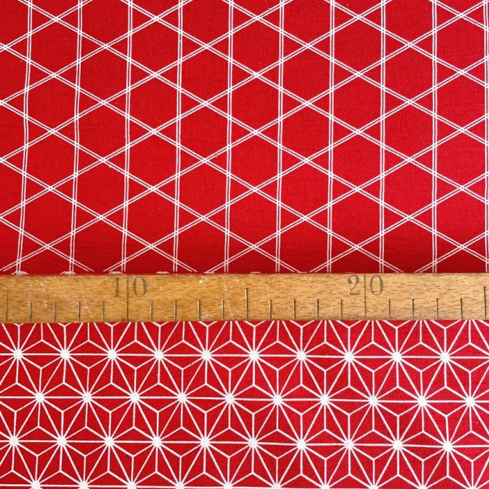 Blossom Quilt Japan - 3014-R - Takumi Asanoha &amp; Seigaiha - red