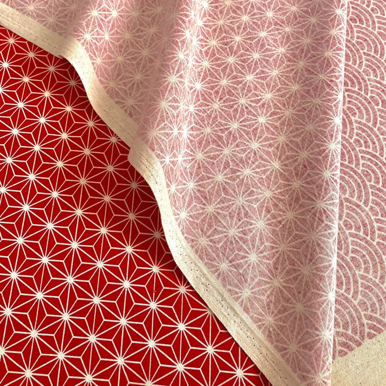 Blossom Quilt Japan - 3014-R - Takumi Asanoha &amp; Seigaiha - red