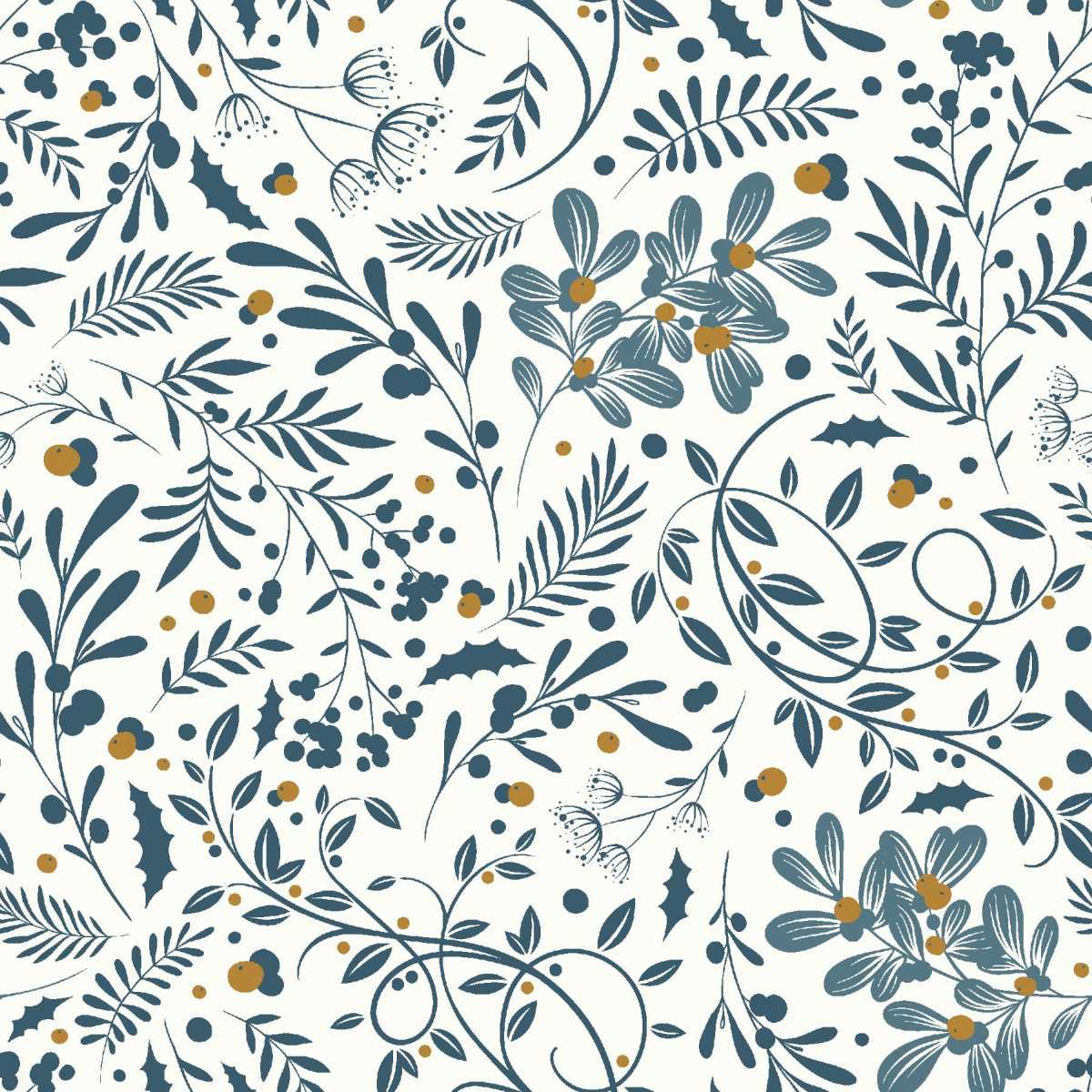 Holly Jolly Calico - 4675-17 Ecru/Navy