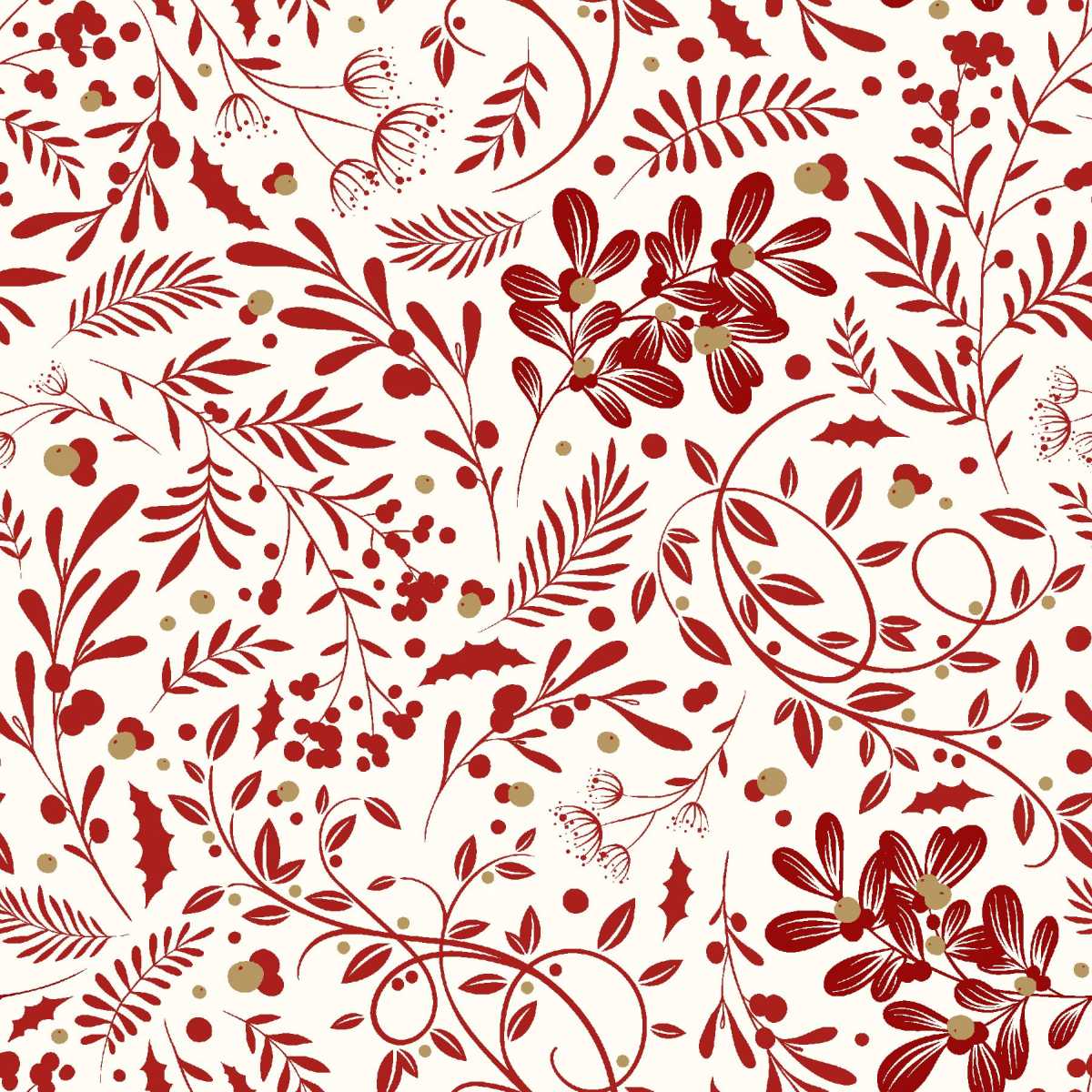 Holly Jolly Calico - 4675-18 Ecru/Red