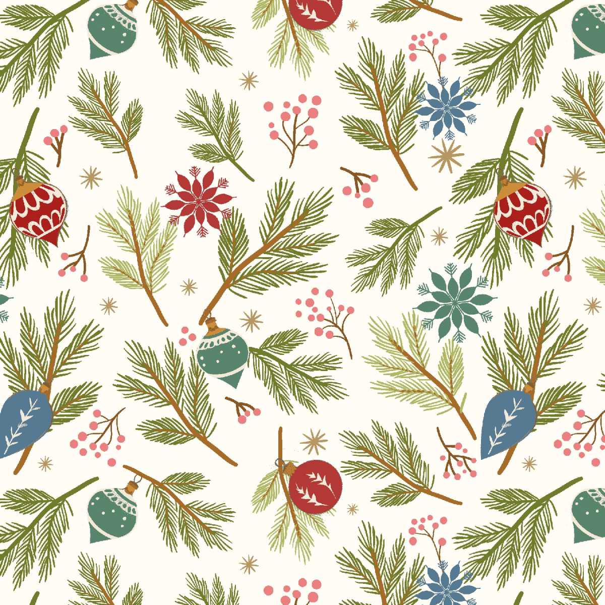 Holly Jolly Calico - 4679-41 Ecru