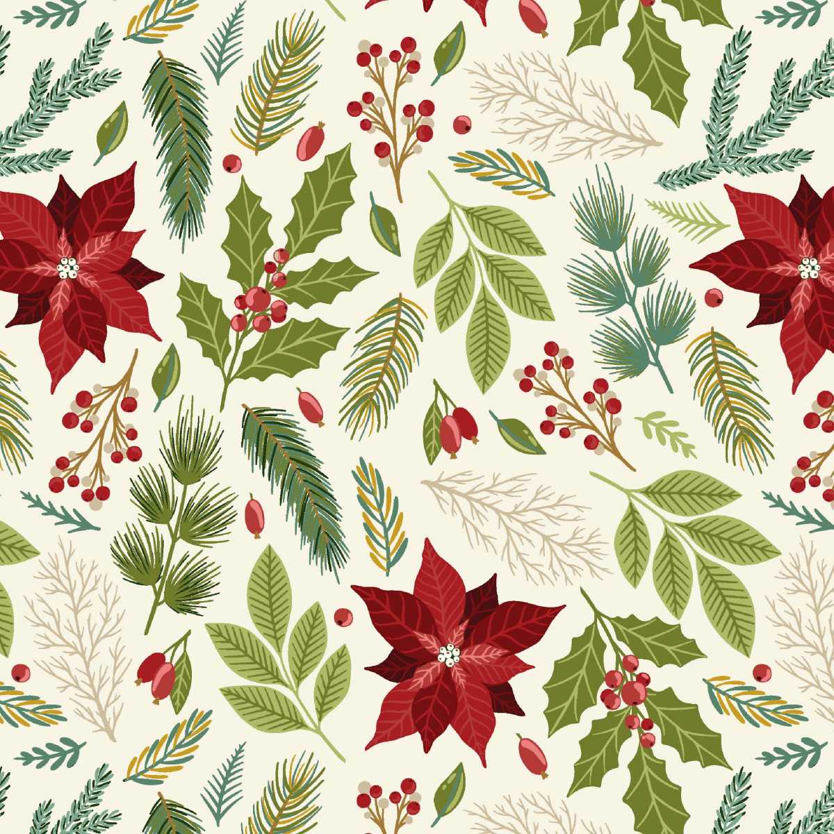 Holly Jolly Calico - 4680-41 Ecru