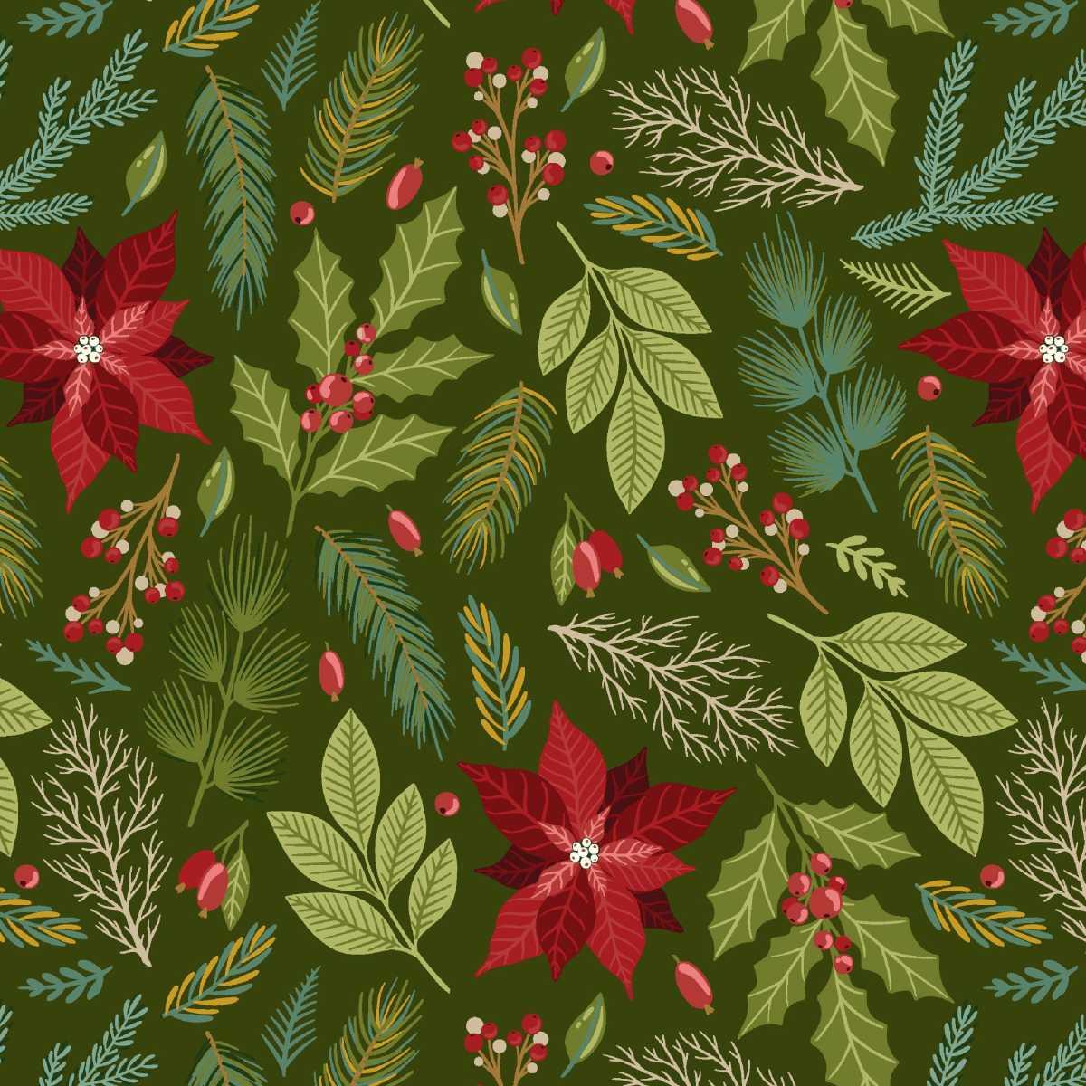 Holly Jolly Calico - 4680-66 Evergreen