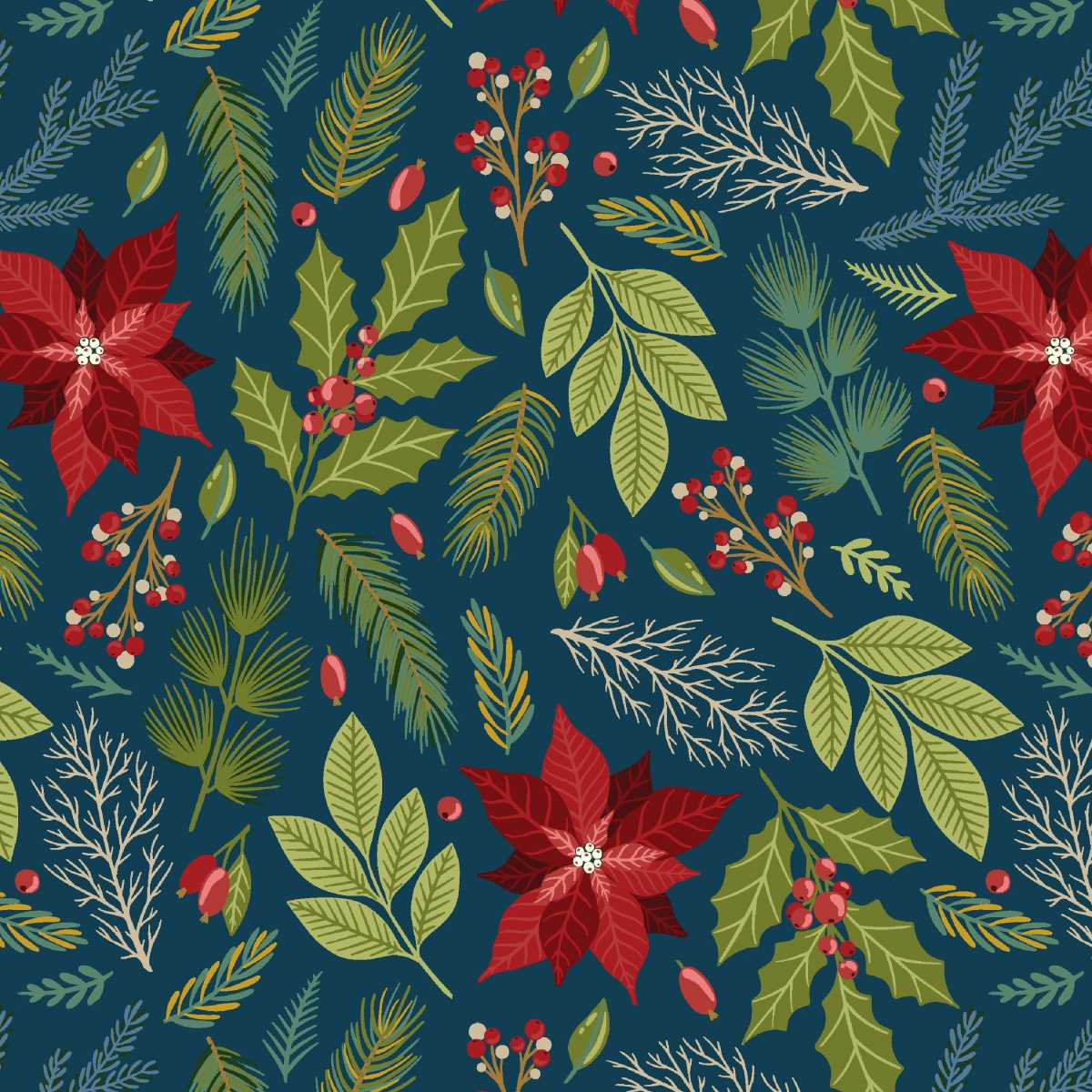 Holly Jolly Calico - 4680-77 Navy