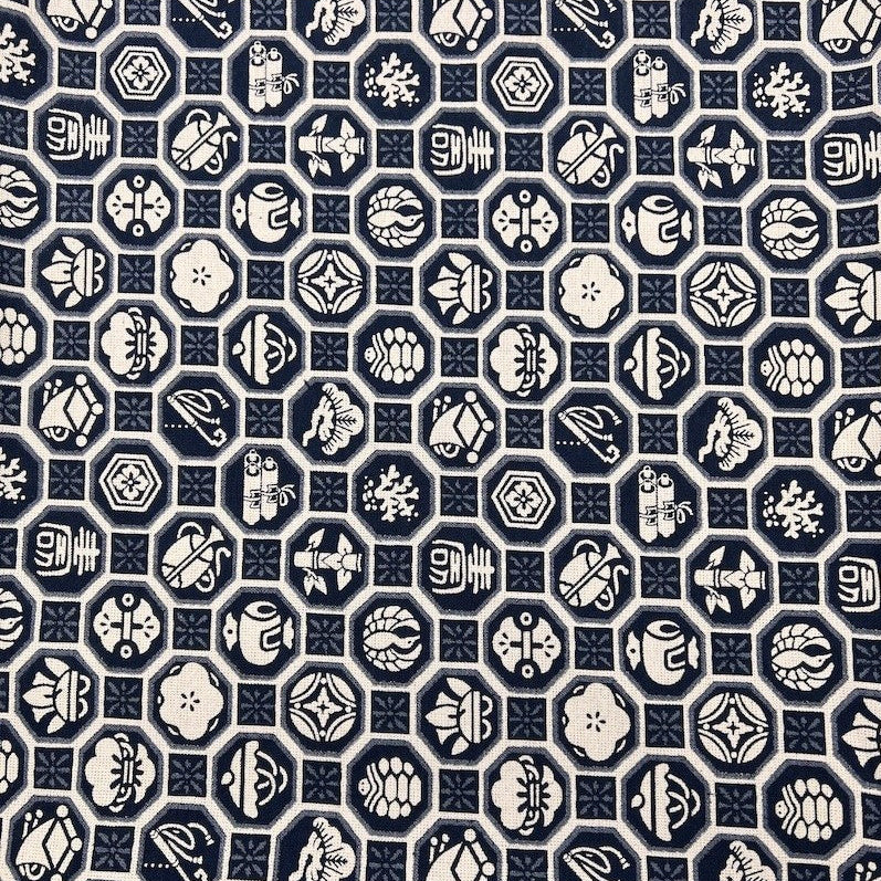 Blossom Quilt Japan - 5003-BL - Takumi Symbols Blue