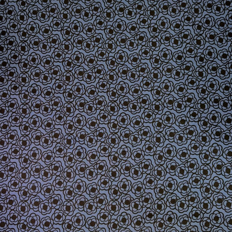 Blossom Quilt Japan - 5046-BL - Black Flowers on Blue