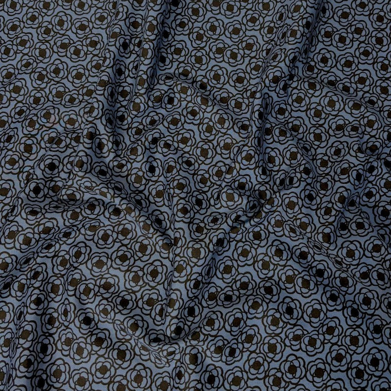 Blossom Quilt Japan - 5046-BL - Black Flowers on Blue