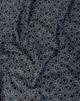 Blossom Quilt Japan - 5046-BL - Black Flowers on Blue