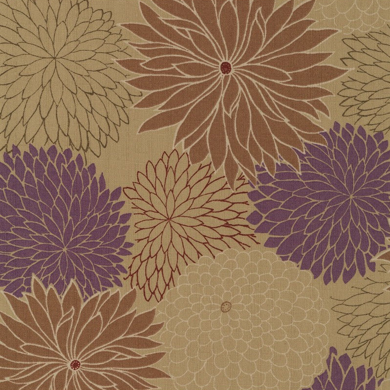 Blossom Quilt Japan - 7007-BR - Kobayashi Chrysanthemums on Beige
