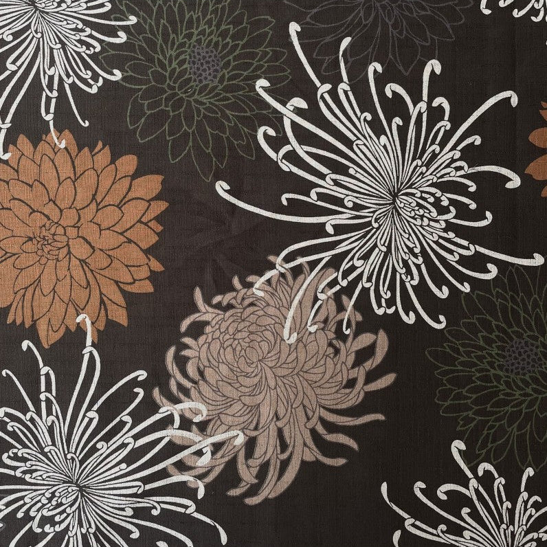 Blossom Quilt Japan - 7008-BR - Kobayashi Chrysanthemums on Brown
