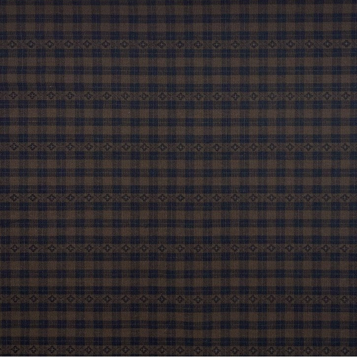 Blossom Quilt Japan - 7033-BR - Sakizome Checks Brown Blue